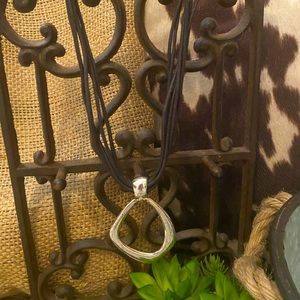 Black Rope Necklace with Silver